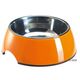 Oranje melamine voerbak met roestvrij stalen inleg