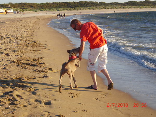 lekker met mijn baas op het strand