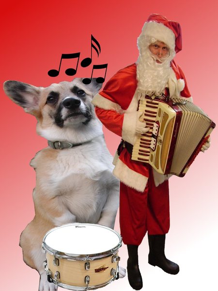 Midas en de kerstman maken muziek
